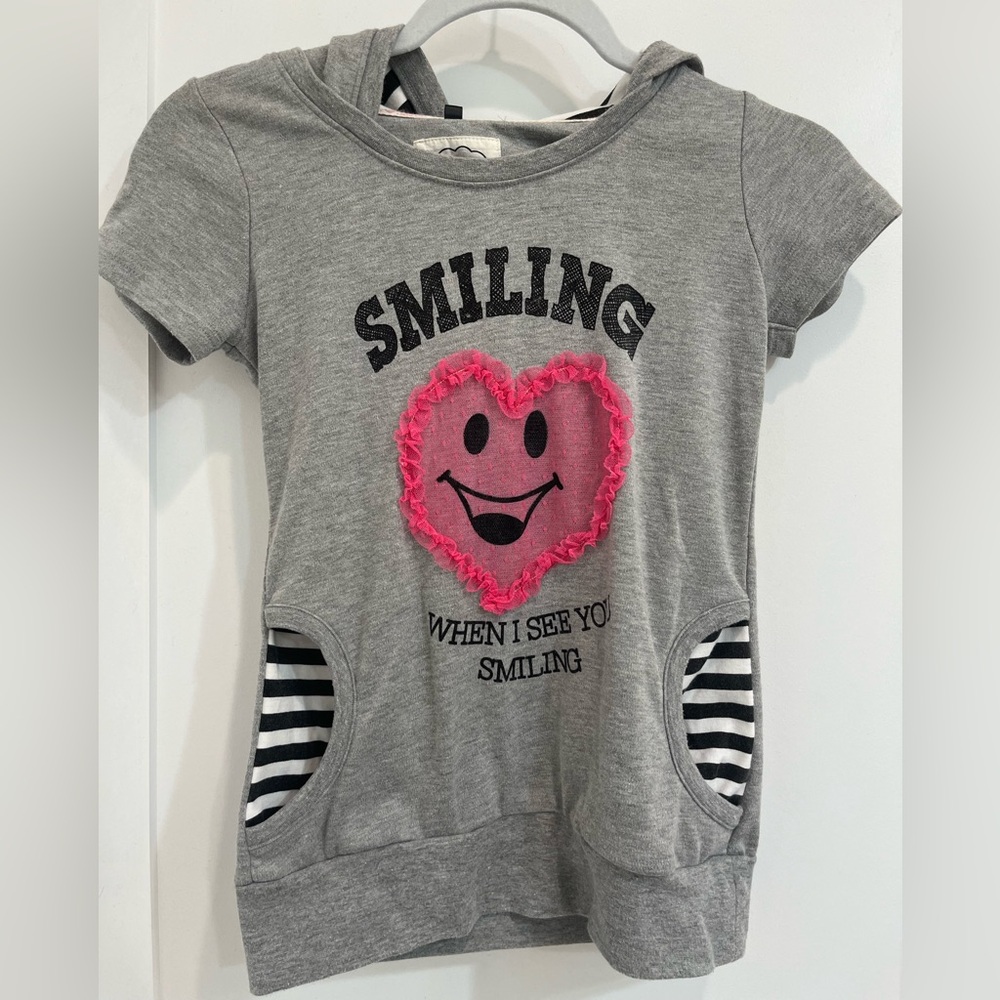 Japanese PINK Latte Gray Sleeveless Hoodie with Pink Heart